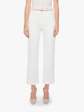 MOTHER The Rambler Zip Ankle High-Rise Straight Leg Jeans in White 27